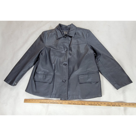 Vintage Winlit Jacket Womens Size 2X Black New York Large Button Leather Coat - Picture 8 of 16